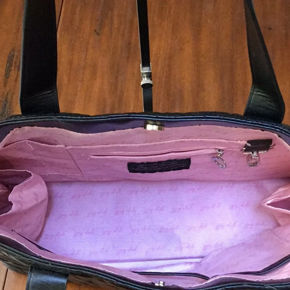 Gigi Hill Black Quilted Tote Bag New - Picture 2 of 9